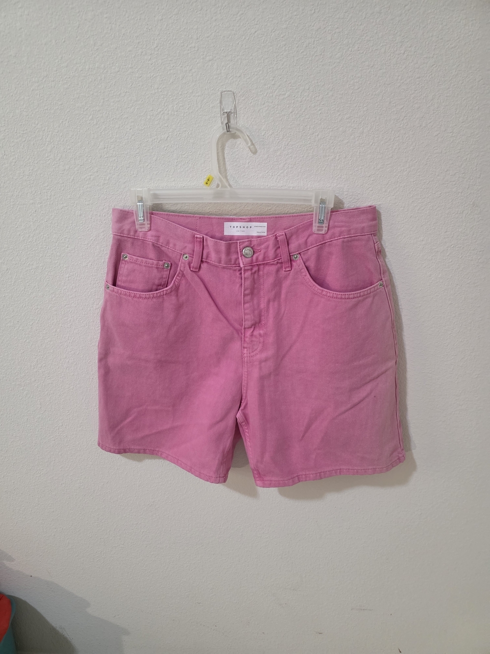 Topshop Pink High-Rise Denim Shorts